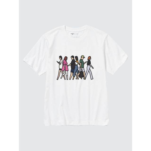 (00 WHITE/XS) Uniqlo Japan Peace For All Graphic T shirT  shorT Sleeve  Regular fiT  Julian Opie