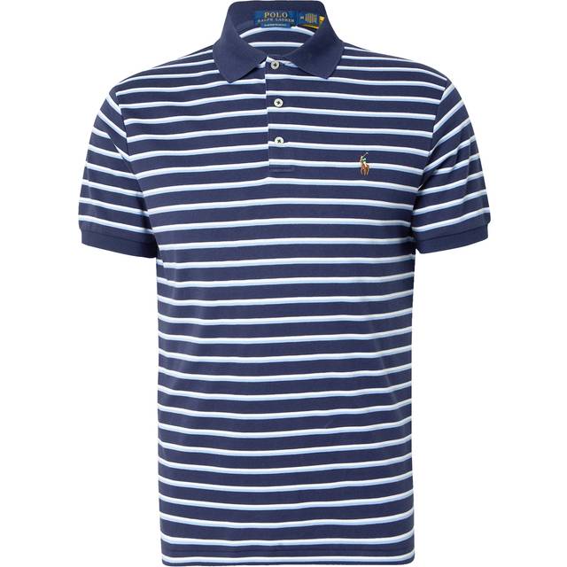 Ralph Lauren Short Sleeve Stripe Cotton Polo Shirt, Refined Navy/Multi