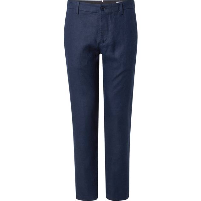 NN07 Theo Linen Trousers Navy Blue