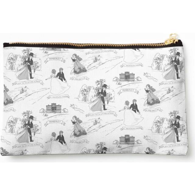 Makeup Bag Pride and Prejudice Toile Cosmetic Organizer Tyvek Paper Bags Zipper Pouch