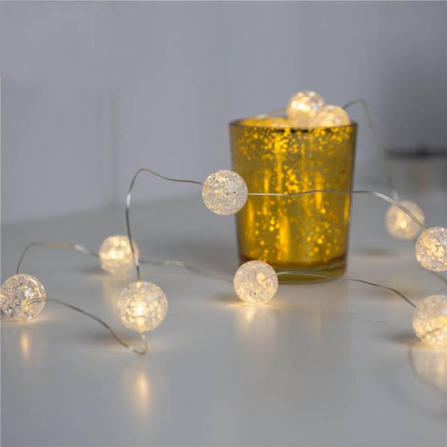 (Warm White) Battery Powered 3M Crack Ball 30 LED String Fairy Light for Christmas Party Wedding Decoration