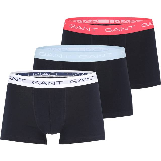 Men's GANT 3-Pack Mens Trunks with Mixed Colour Waistbands - 648 Watermelon Red - Black - Size: M