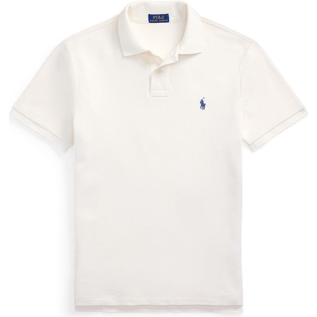 Slim Fit Cotton Pique Polo Shirt - Cream - L