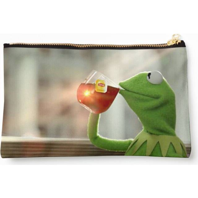 Makeup Bag Kermit Sipping Tea Cosmetic Organizer Tyvek Paper Bags Zipper Pouch