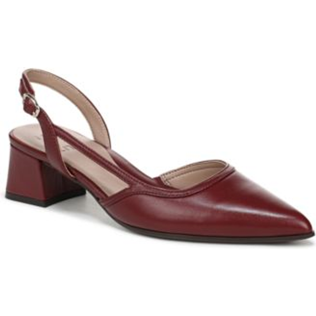 Naturalizer Mila Dress Shoe Shoes, Cranberry Red Leather, 9.0W Strappy Style, Pointed Toe, Block Heels, Slingback Strap