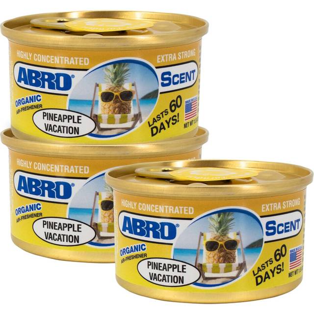 ABRO Car Air Freshener Cans: Spill Proof Air Fresheners for Home  Office  or Car Accessories  Lasts Up to 60 Days - 3 Pack Pineapple Vacation Scent