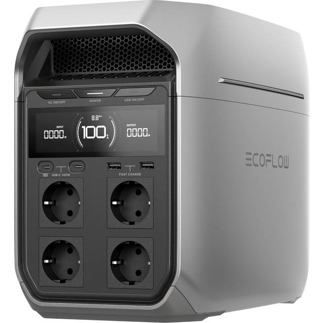 ECOFLOW Bärbar kraftstation, DELTA 3 Plus, 1 024Wh LiFePO4-batteri, fulladdad på 56 minuter, 1 800W solgenerator för backup i hemmet. vid strömavbrott och utomhuscamping