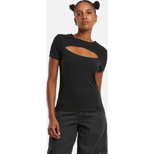 Urban Classics T-Shirt - Ladies' Short Cut-Out T-shirt - XS to XL - for Women - black