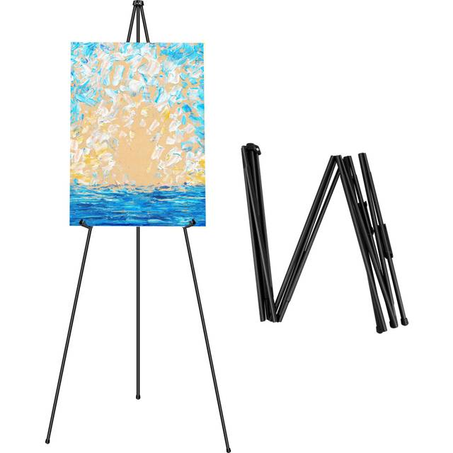 Easel Stand for Wedding - Foldable Portable 160cm High Display Easel Poster Stand - Easy to Fold Retractable Adjustable Black Easel Artists Easel