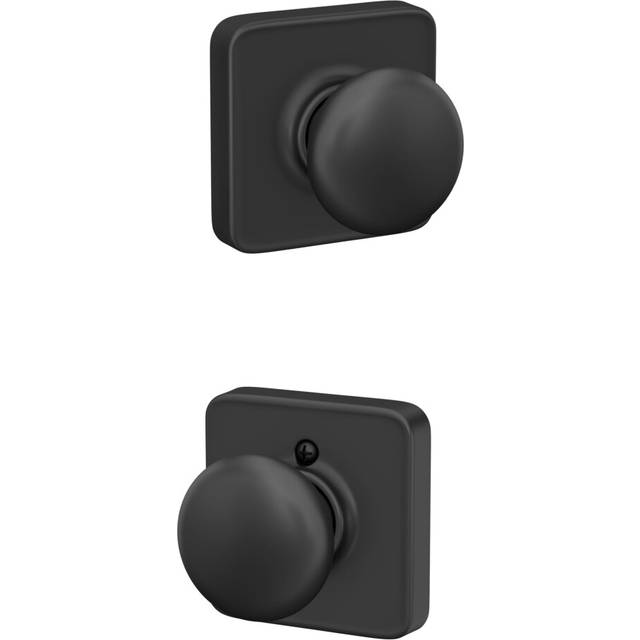 Schlage F10 PLY 622 LFL Plymouth Door Knob with Laflin Trim  Hall & Closet Passage Lock  Matte Black