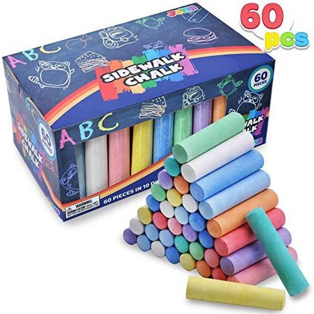60 PCS Sidewalk Chalk Set 10 colors NonToxic Washable Outdoor Jumbo Chalk Set for Painting on Chalkboard Art Play and Playground Toy