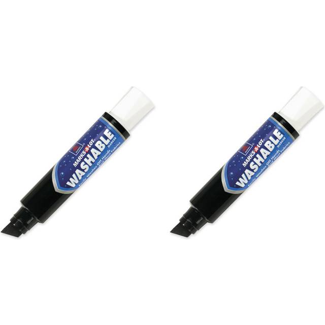 AVERY Marks-A-Lot Jumbo Chisel Tip Washable Marker  Black (24158)  2 Packs