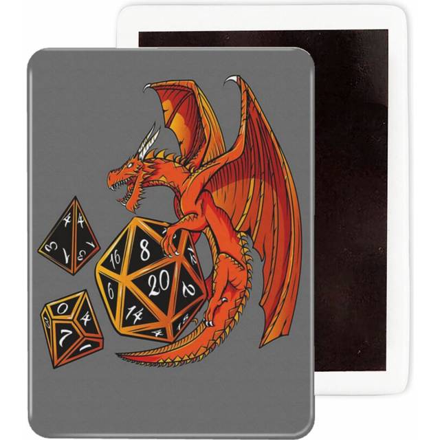(The Dice Dragon - D20, D4, D10, Dungeons Dragons_3092) Fridge Magnets Ceramic Refrigerator Magnet Handmade Graphic Artwork Kitchen Decorative Accesso