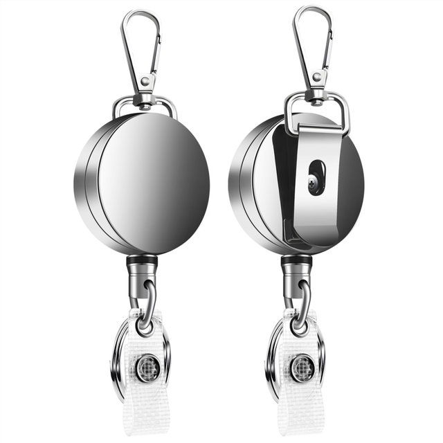 2Pcs Retractable Pull Key Ring ID Badge Lanyard Name Tag Card Clip