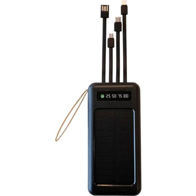 Externt batteri, Powerbank med solceller 20 000 mAh | SUNMATIC| Högkapacitets powerbank, Dual USB & Type-C bärbart externt batteri med LED-ficklampa