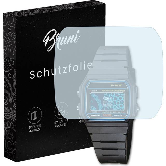 Bruni 2x protective film for casio f-91w-1yef screen protector screen protection