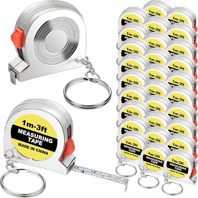 Tape Measure Keychains Functional Retractable Measuring with Slide Lock for Construction ,1M/3FT,A
