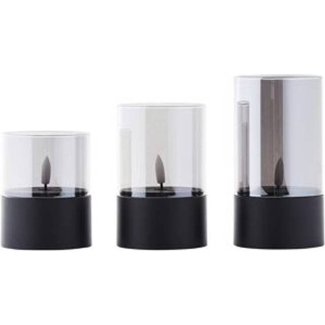 Brilliant - Bougie 3-pack - Batteriljus - Svart/Rökfärgad