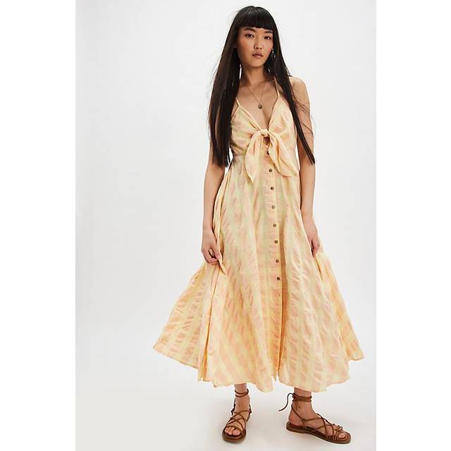 Via Midi Dress in Creamsicle Combo Everly, Size: Large