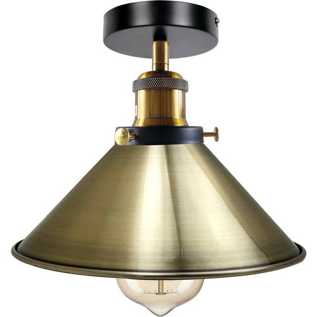 Modern Industrial Semi-Flush Mount Ceiling Light – E27 Base – Vintage Farmhouse Style Fixture For Indoor Use. - Green Brass