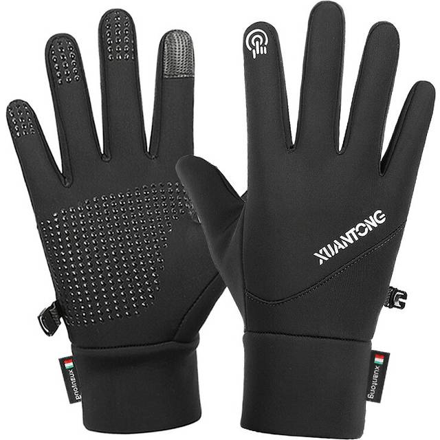 (M, Black) Winter Gloves Men Women Warm Thermal Fleece Elastic Antislip Snow Ski