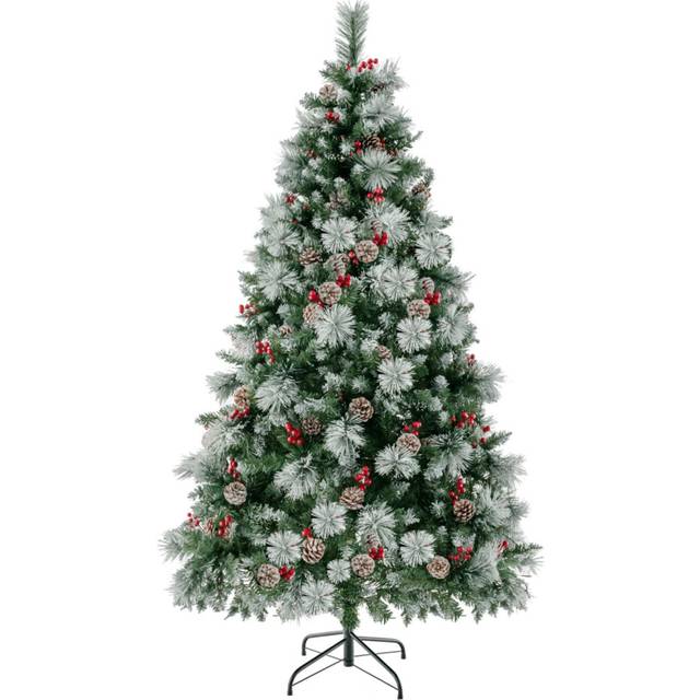 7FT Pre-Lit Artificial Christmas Tree Hinged Xmas Tree w/ 400 LED Lights