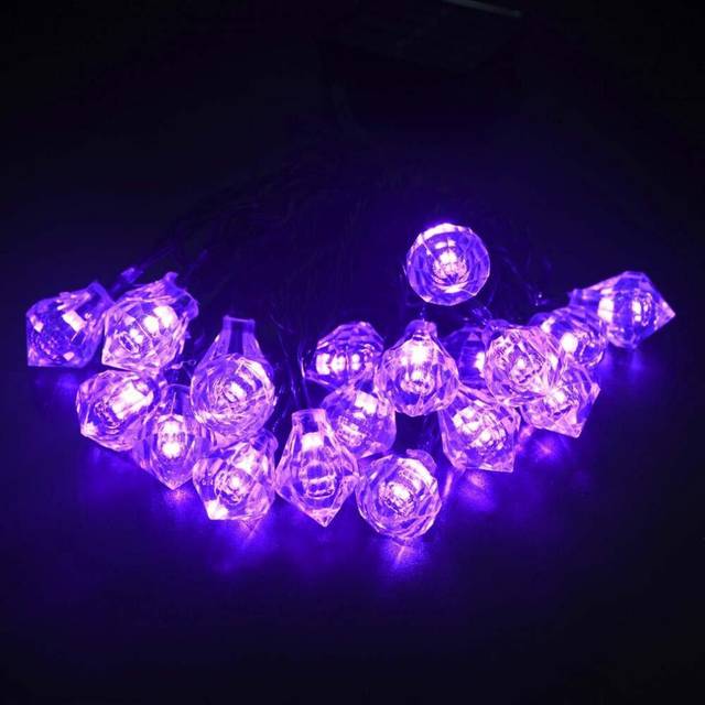 (Purple) Gardening 6M 30LED Solar Panel Light Diamond Holiday Christmas Wedding Decoration