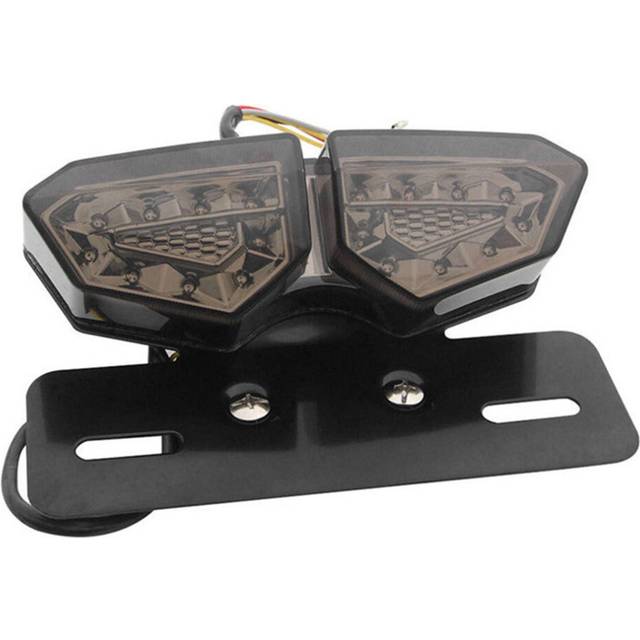 Motorcycle Taillight Smoke LED Brake Tail Turn Signal License Plate Integrated Light