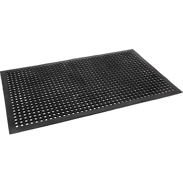 Kitchen Industrial Multi-Functional Anti-Fatigue Drainage Rubber Non-Slip Mat - Black (Rectangle W90 x L150 cm)