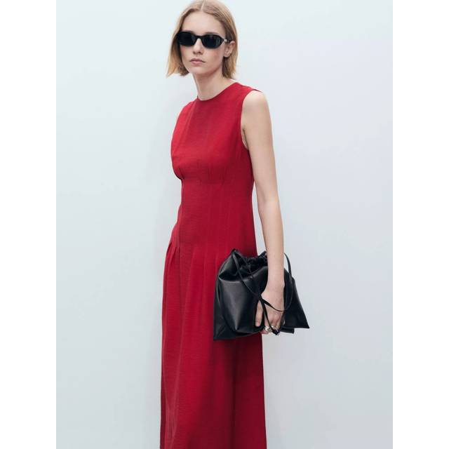Mango Cor A-Line Pleated Mixed Blend Dress