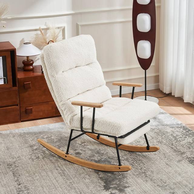 Rocking Chair With Adjustable Recliner White (100cm H X 58cm W X 102cm D)