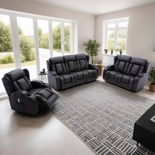 Electric Reclining Sofa - Black