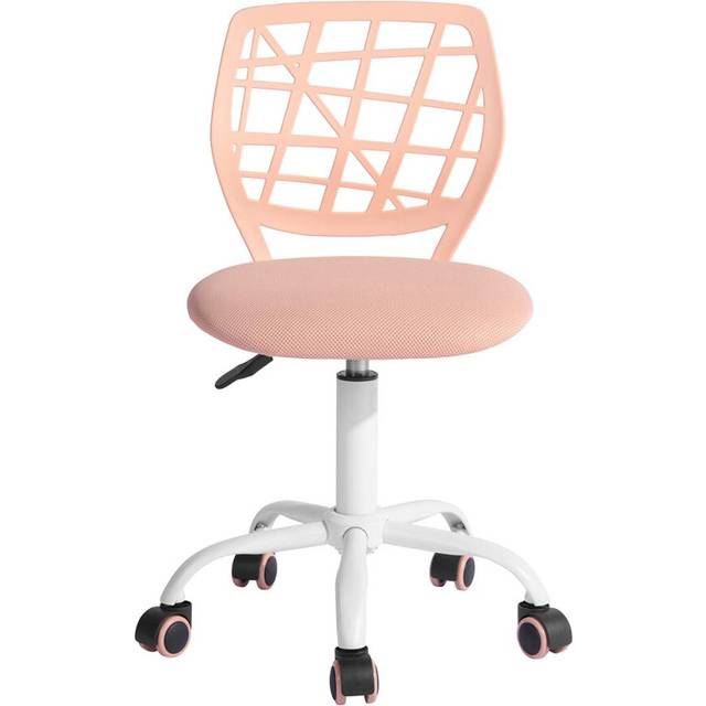 FurnitureR Office Chair Desk Chair Adjustable Height Swivel Fabric Seat Ergonomic Work Chair without Armrest, Light Pink