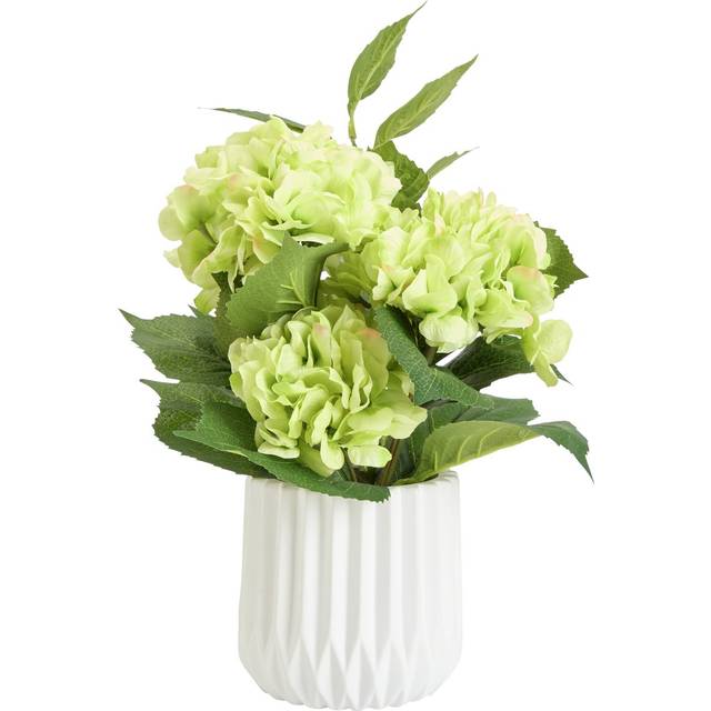 Argos Home Artificial Green Hydrangeas in White Ceramic Pot