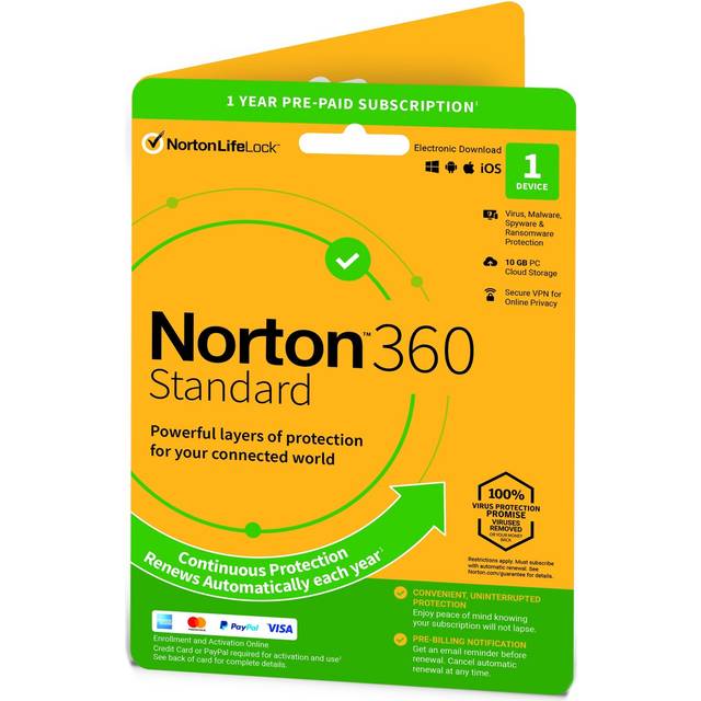 NORTON 360 Standard 1 Device, 1 year auto-renew subscription
