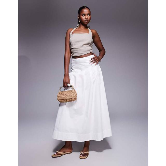 River Island Womens White A Line Poplin Midi Skirt - 14