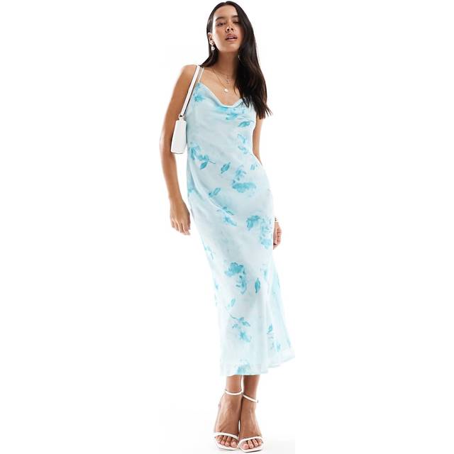 New Look Women's Blue floral Print Chiffon Strappy Midi Dress - UK 16