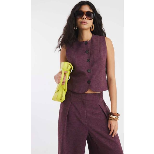 River Island Womens Purple High Neck Fitted Waistcoat - 8