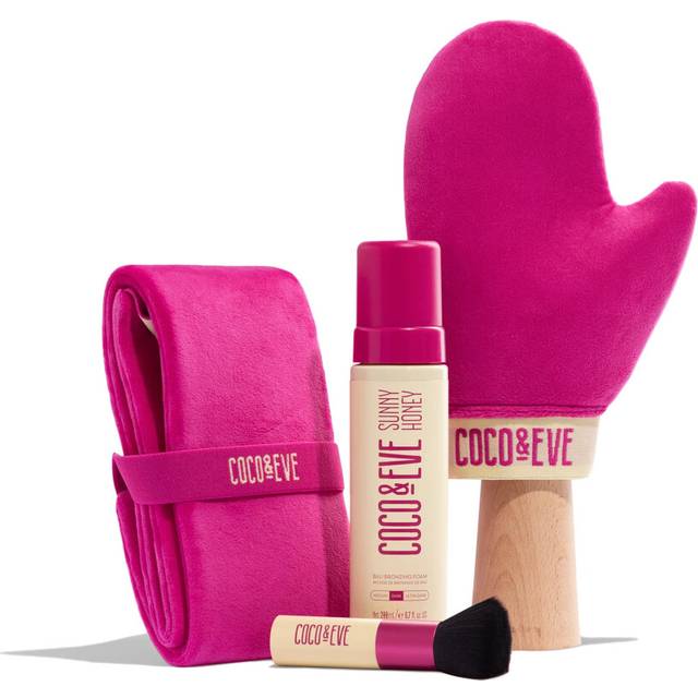 Coco & Eve Bali Bae Self Tan Set (Medium). All Natural Sunless Tanning Mousse. Instant Self Tanning Lotion with Bronzer, Miit & Back Applicator for
