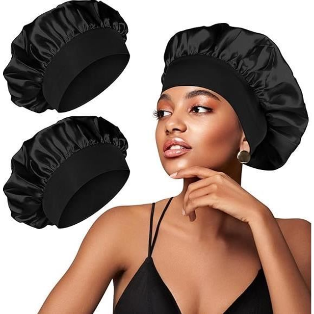2 Satin Hair Bonnet Night, Soft and Elastic Silk Satin Bonnet for Women