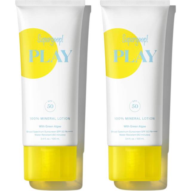 Supergoop! PLAY 100% Mineral Lotion - 3.4 fl oz  Pack of 2 - Broad Spectrum SPF 50 Sunscreen for Face & Body - Lightweight  Fast Absorbing  Water Resi