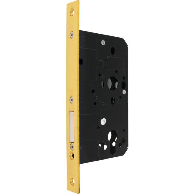 Latch Lock and Bolt - Polished Brass (16.5cm H x 1.6cm W x 8.8cm D)