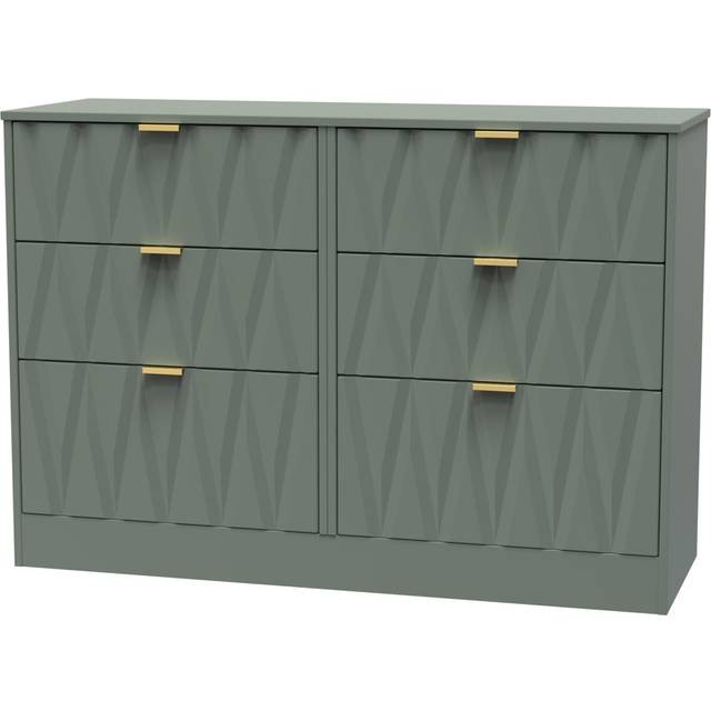 Las Vegas 6 Drawer Bed Box in White Matt & Vintage Oak (Ready Assembled) - Green (82cm H X 115cm W X 40cm D)