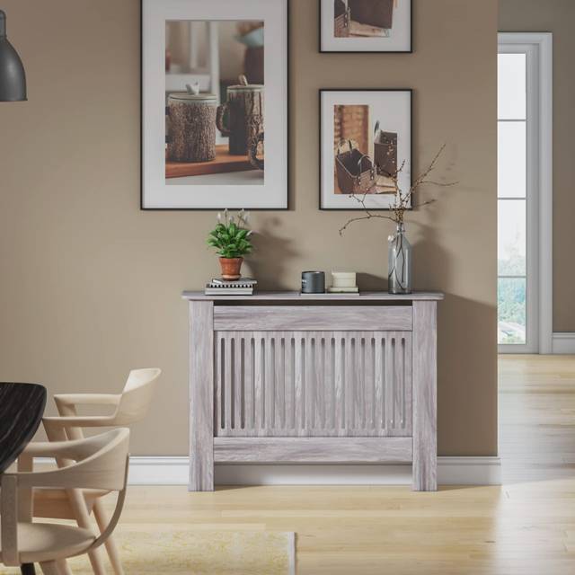 Raeford Small Radiator Cover - Grey (82cm H X 109cm W X 20cm D)