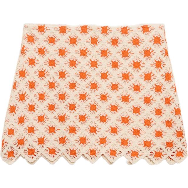 Crochet mini skirt orange - Woman - S - MANGO - Orange
