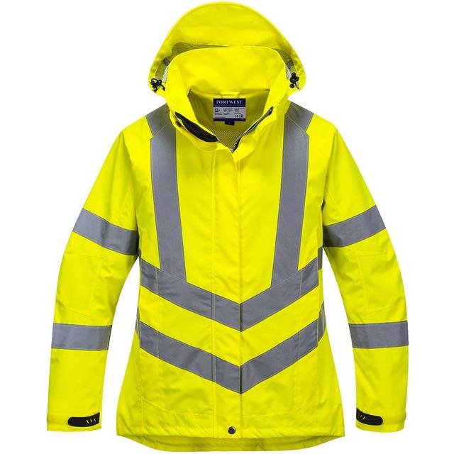 (XXL, Yellow) Portwest Womens/Ladies Rain Hi-Vis Breathable Jacket