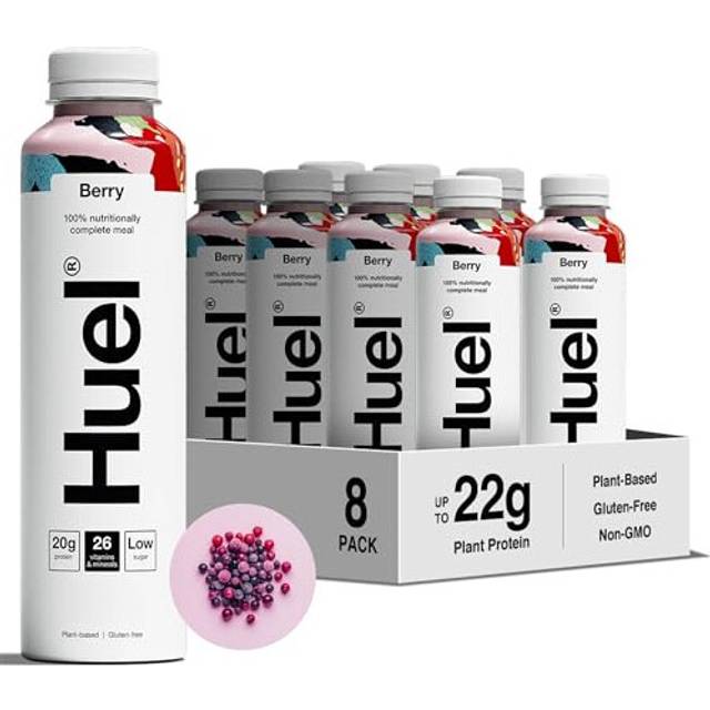 Huel Ready-to-Drink Meal, Berry Protein Drink, 8 x 500ml Bottles, Protein Shakes, Pre-Portioned Meal, 20g of Protein per Bottle, Rich in Essential Vi