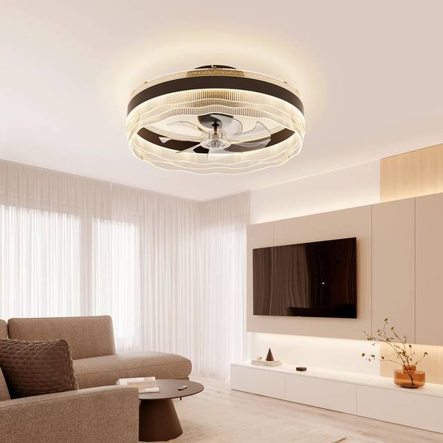 Ceiling Fan With Light For Bedroom LED Circle Ceiling Fan Light And Remote Control, 6-Speed Quiet, 3 Color Dimmable LED