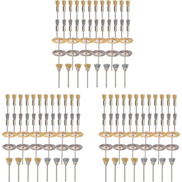 132 Pieces Mini Wire Brush Wheel Cup Brass Steel Set 1/8Inch (3mm) Shank