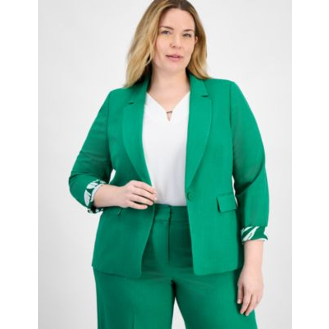 Tahari Asl Plus Linen-Blend Blazer